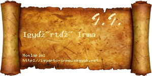 Igyártó Irma névjegykártya